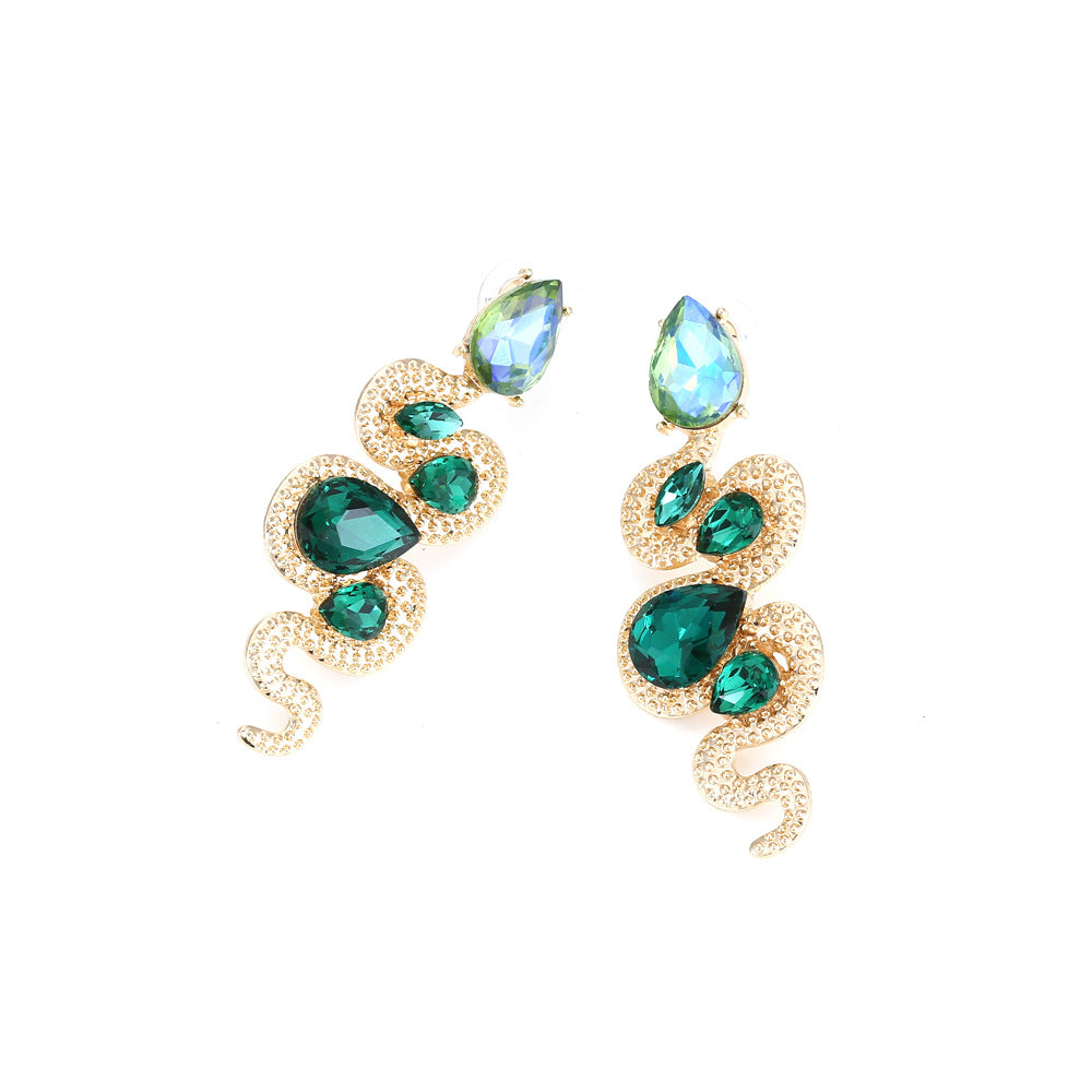 Wholesale Vintage Glass Snake Alloy Ear Studs